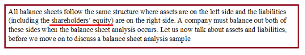 Analysis of a balance sheet