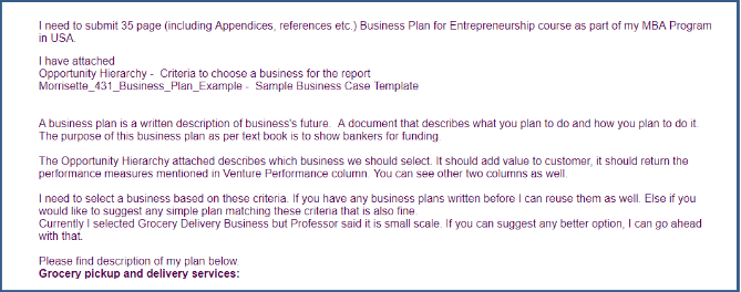 Business plan for service sector