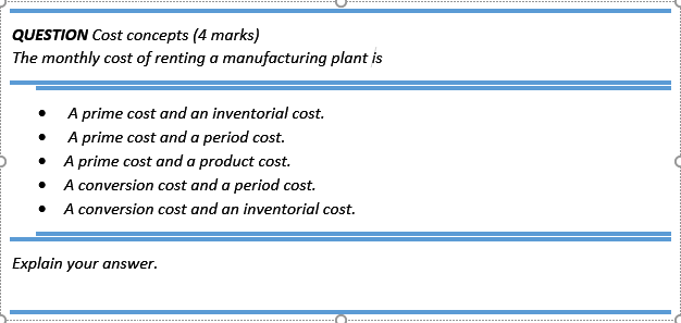 Monthly Cost of Manufacturing Plant