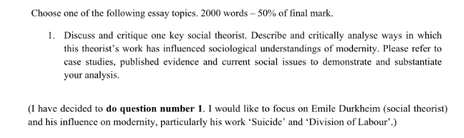 Social theories Assignments