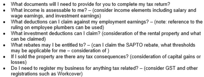 taxation issues with a new client